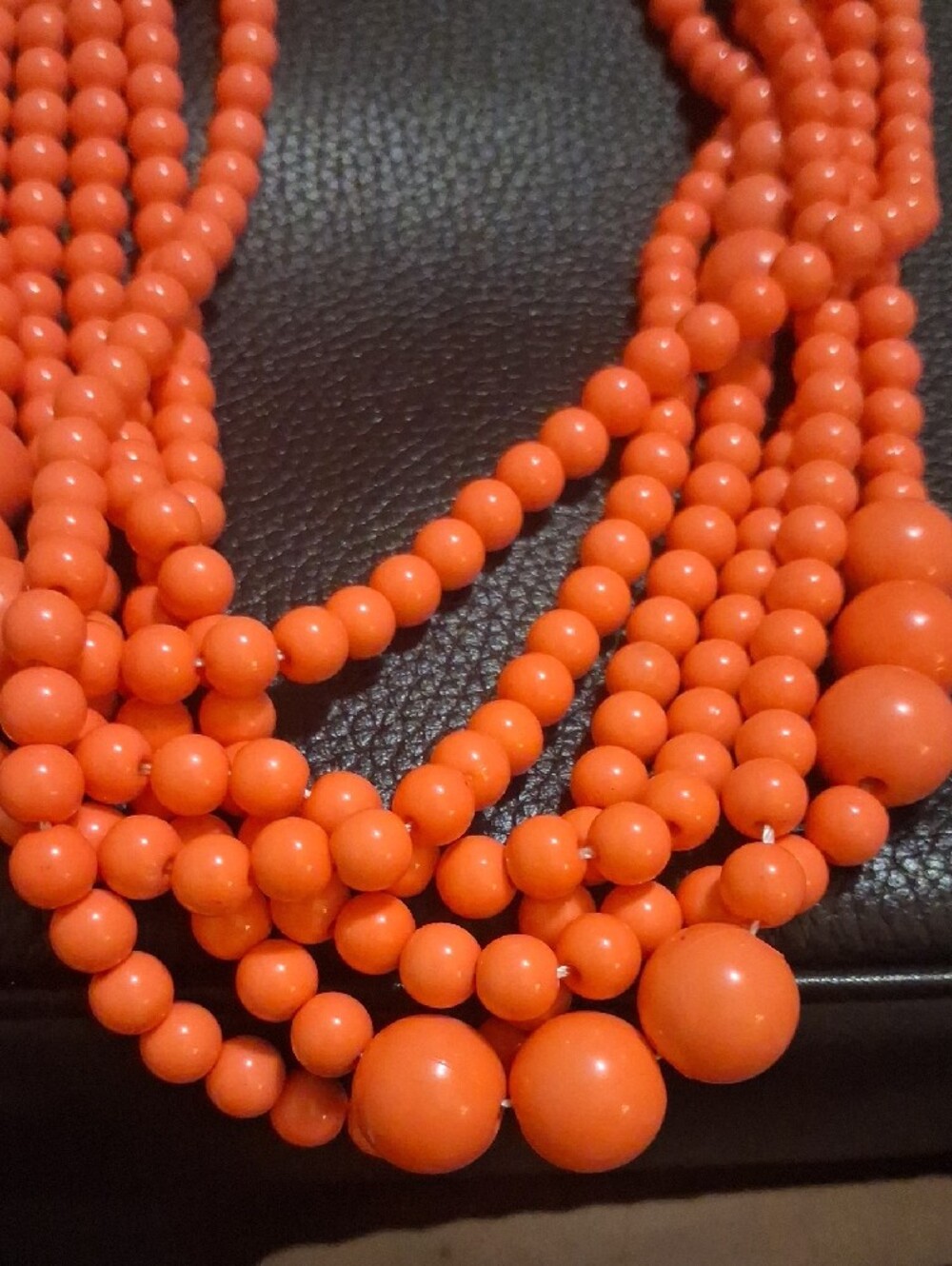 Multi-Strand Orange Beaded Statement Necklace - Picture 2 of 5